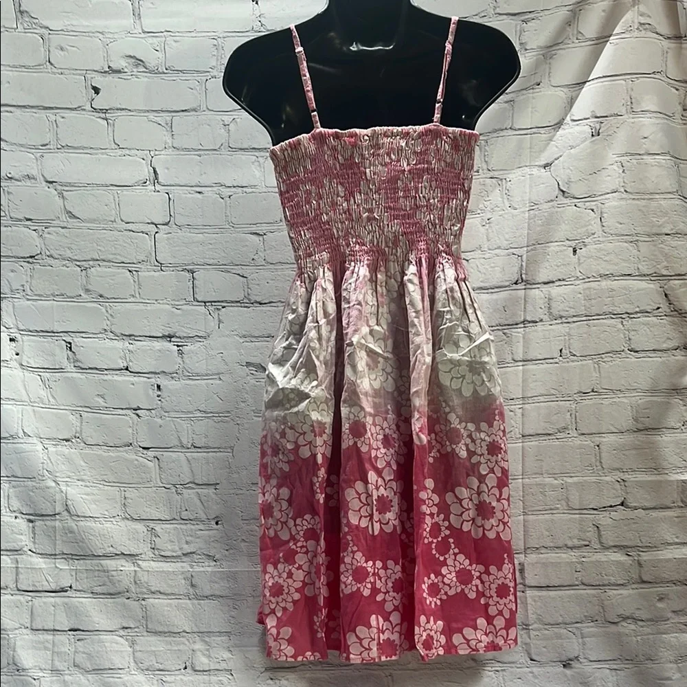 Pink Mini Sundress with Spaghetti Straps and Ombre Design - Picture 5 of 8